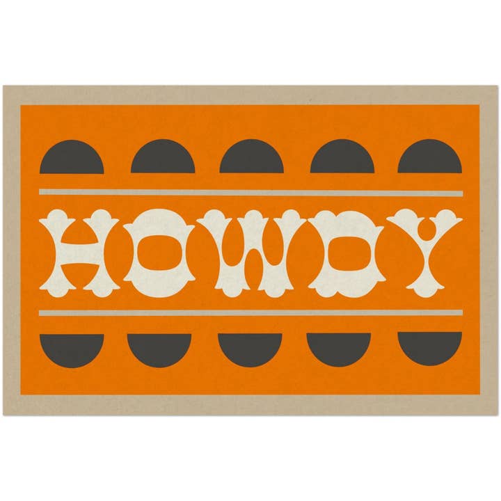 Tejas Country Club - Wholesale Art Print - Orange and Smoky Gray Howdy Home Decor Art Print (FLAT)1
