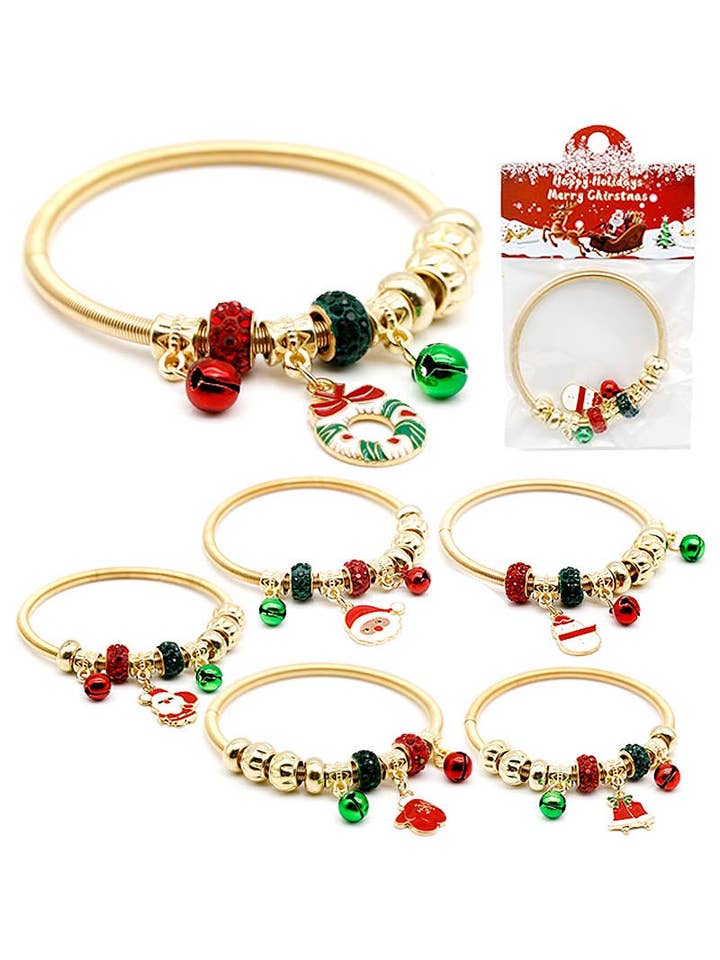 Christmas Ornament Jingle Bell Bangle Bracelet for wholesale by Cap Zone