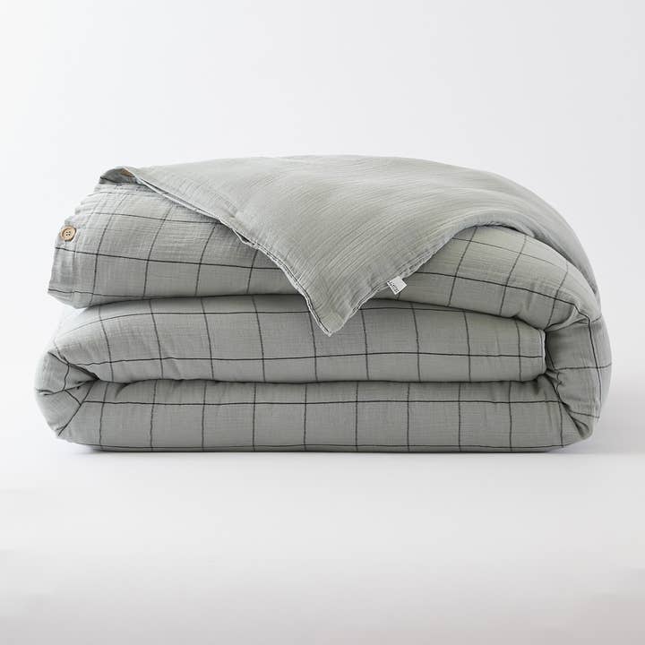 HOUSSE DE COUETTE REVERS. 140 x 200 cm GAIA MATCH Eucalyptus pour la vente par L'effet Papillon