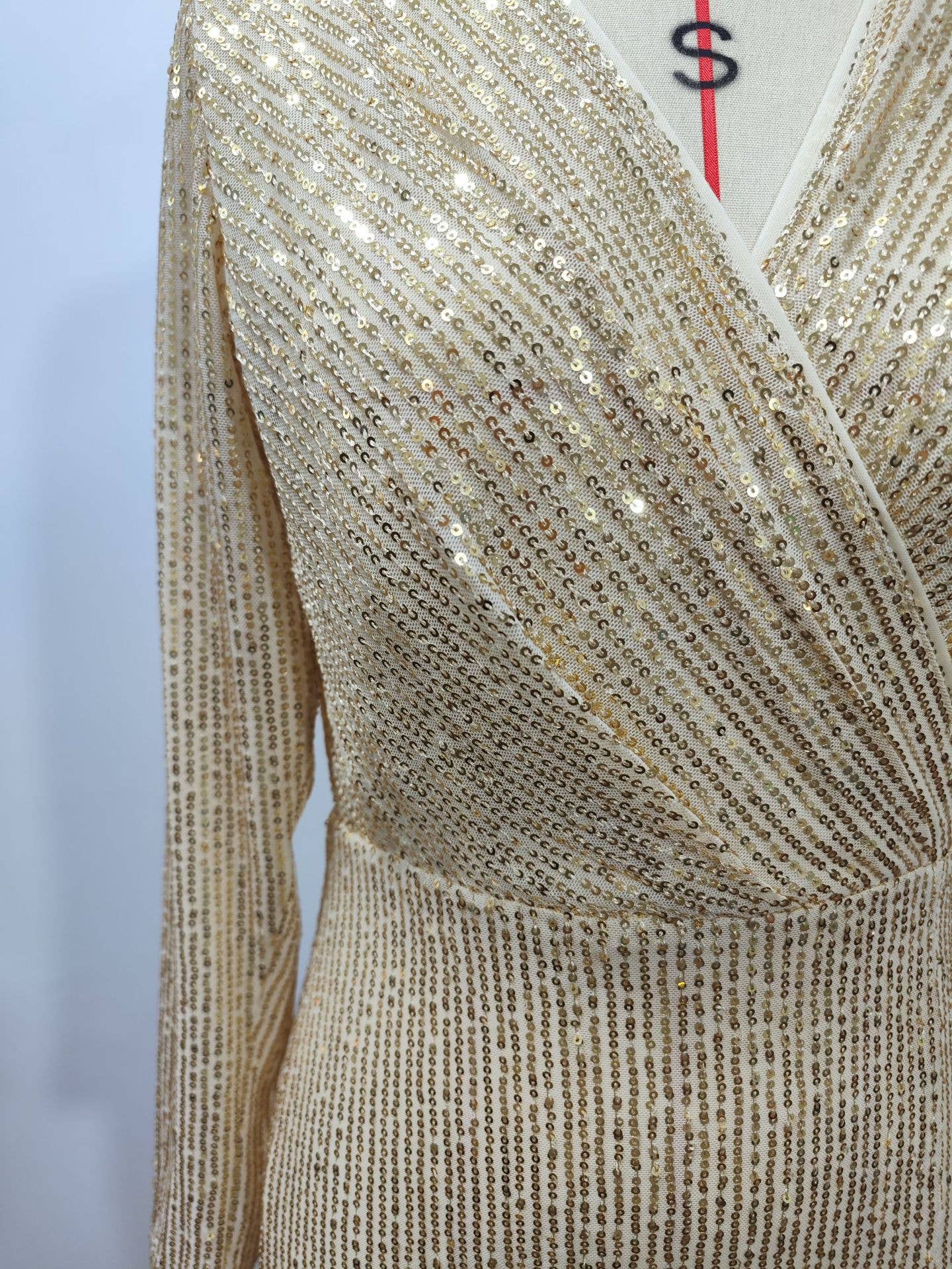 Rosa Clothing - Wholesale Gown - Women's - Sequin slit long sleeve party evening dress5