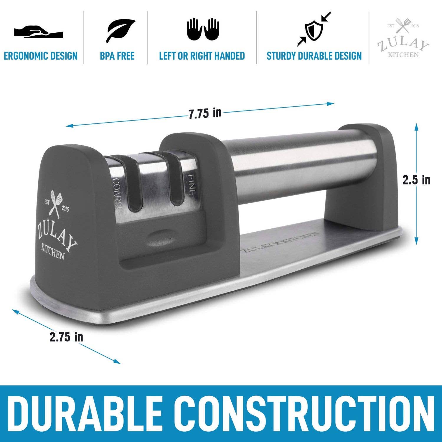 Zulay Kitchen - Wholesale Knife Sharpener - Premium Quality 2-Stage Knife Sharpener2