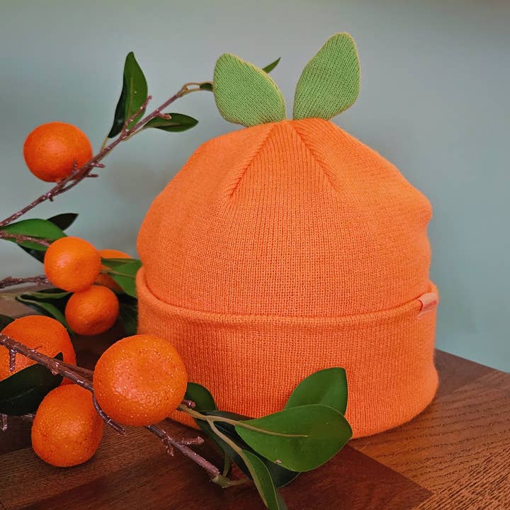 misomomo – Engroshandel Beanie - Dame – Orange Sprout Leaf Beanie1