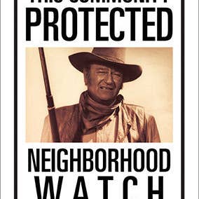 Protected By - John Wayne Tin Sign. for wholesale by Ocean Peak Australia and New Zealand Pty Ltd