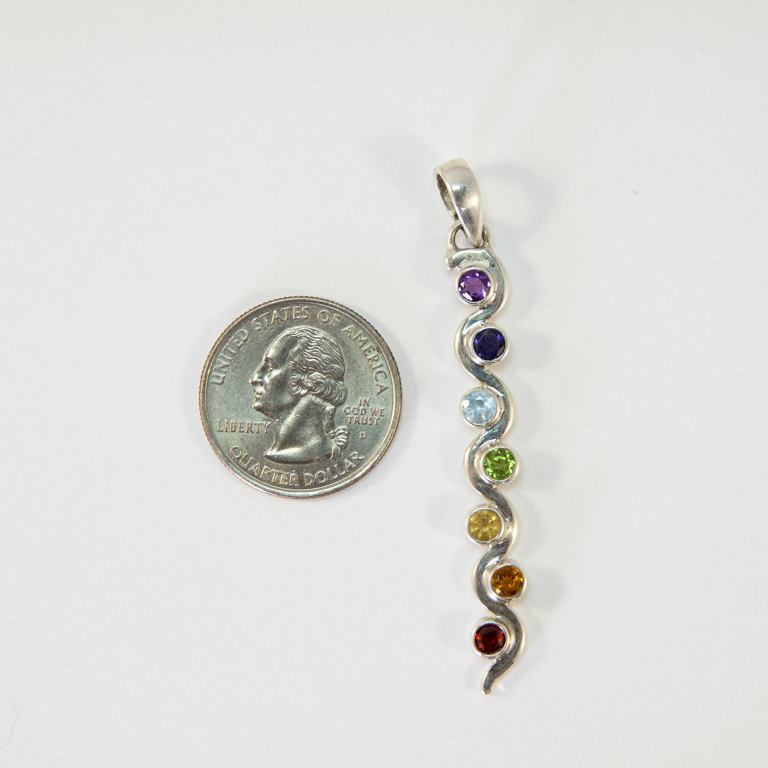 Ajmer by Jodi - Wholesale Individual Charm/Pendant - Large Kundalini Chakra Pendant in sterling silver ~ 7 gems11