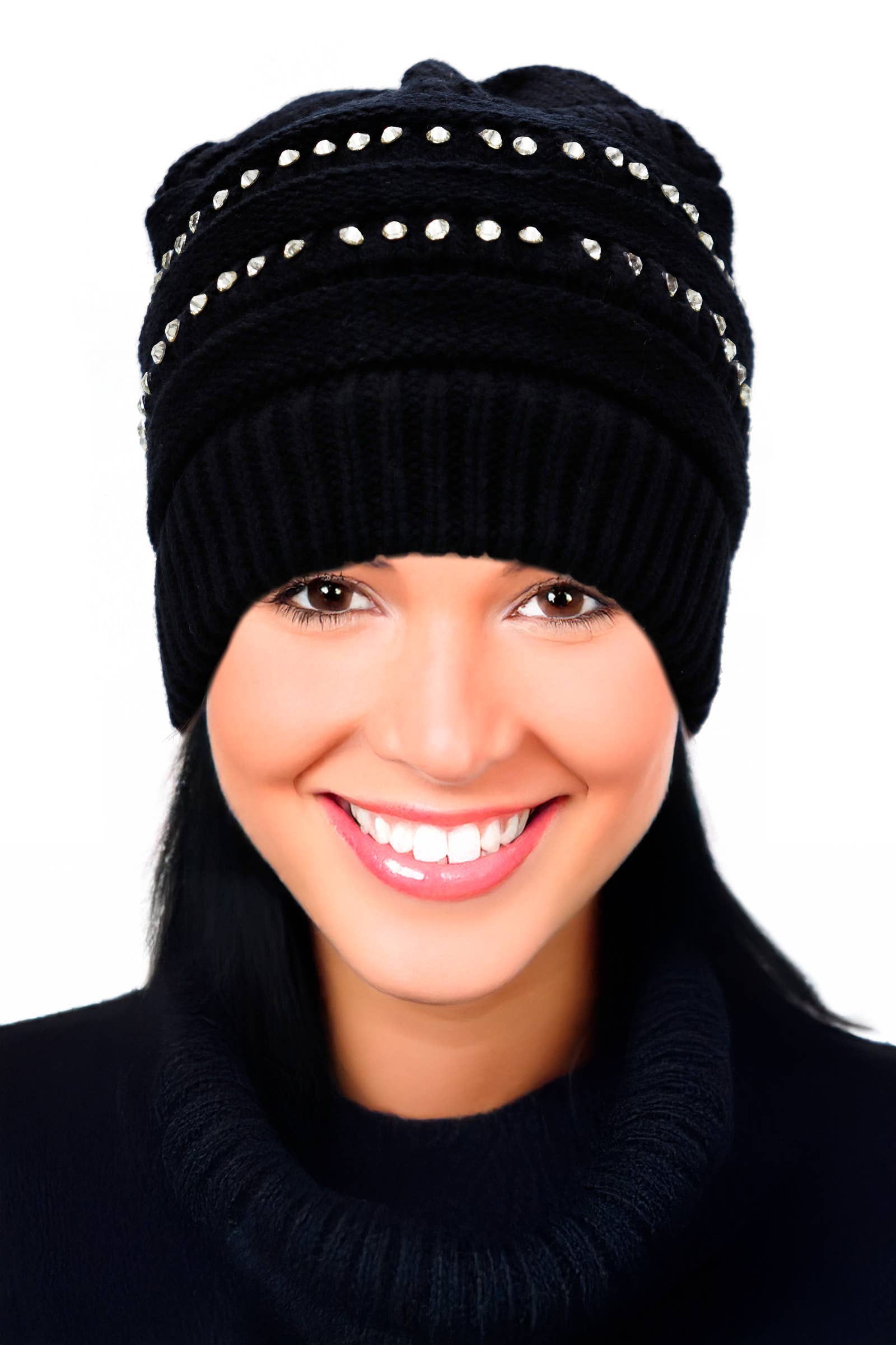 ASSORTED Bling Rhinestone Chunky Cable Knitted Beanie for wholesale on Faire2