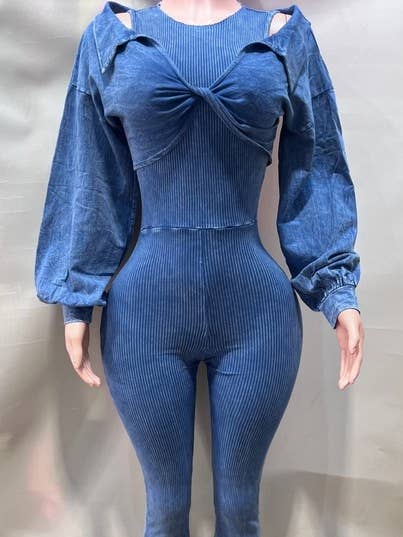 MINERALVASKET JUMPSUIT OG TOP 2-DELS SÆT for engroshandel hos New Trend On