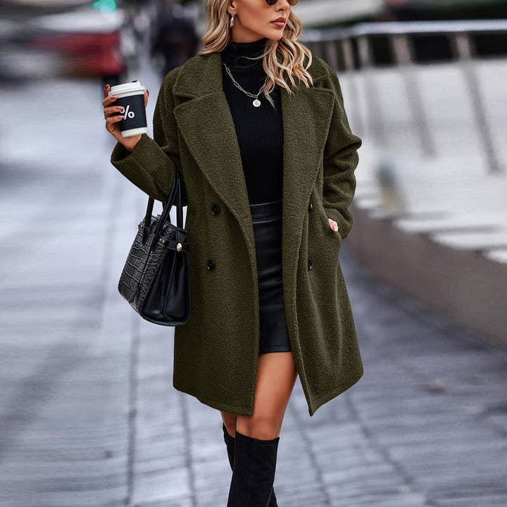 Double Breasted Fleece Pocket Coat for wholesale by Love, Kuza