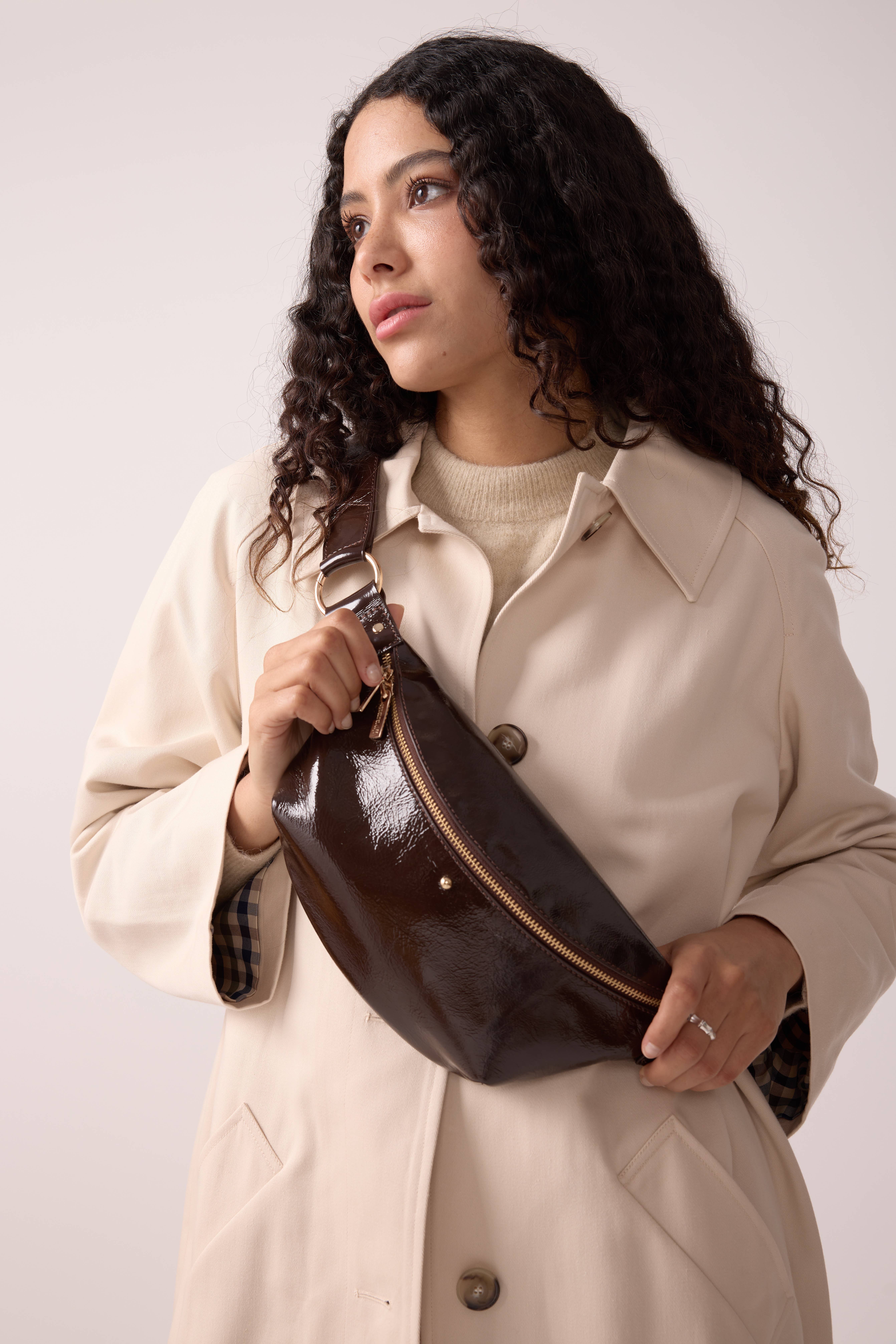 Maradji - Wholesale Shoulder Bag - Women's - CHOCOLATE PATENT LEATHER FANNY PACK NICOLE2