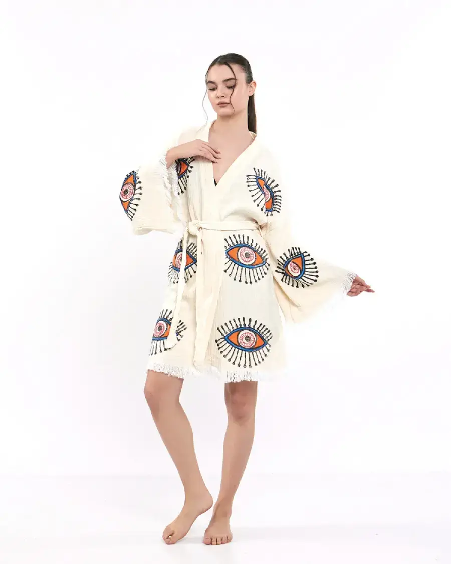 Umays Boho - Wholesale Kimono - Women's - Organic Cotton Kimono, Evil Eye Kimono, Soft Cotton Robe2
