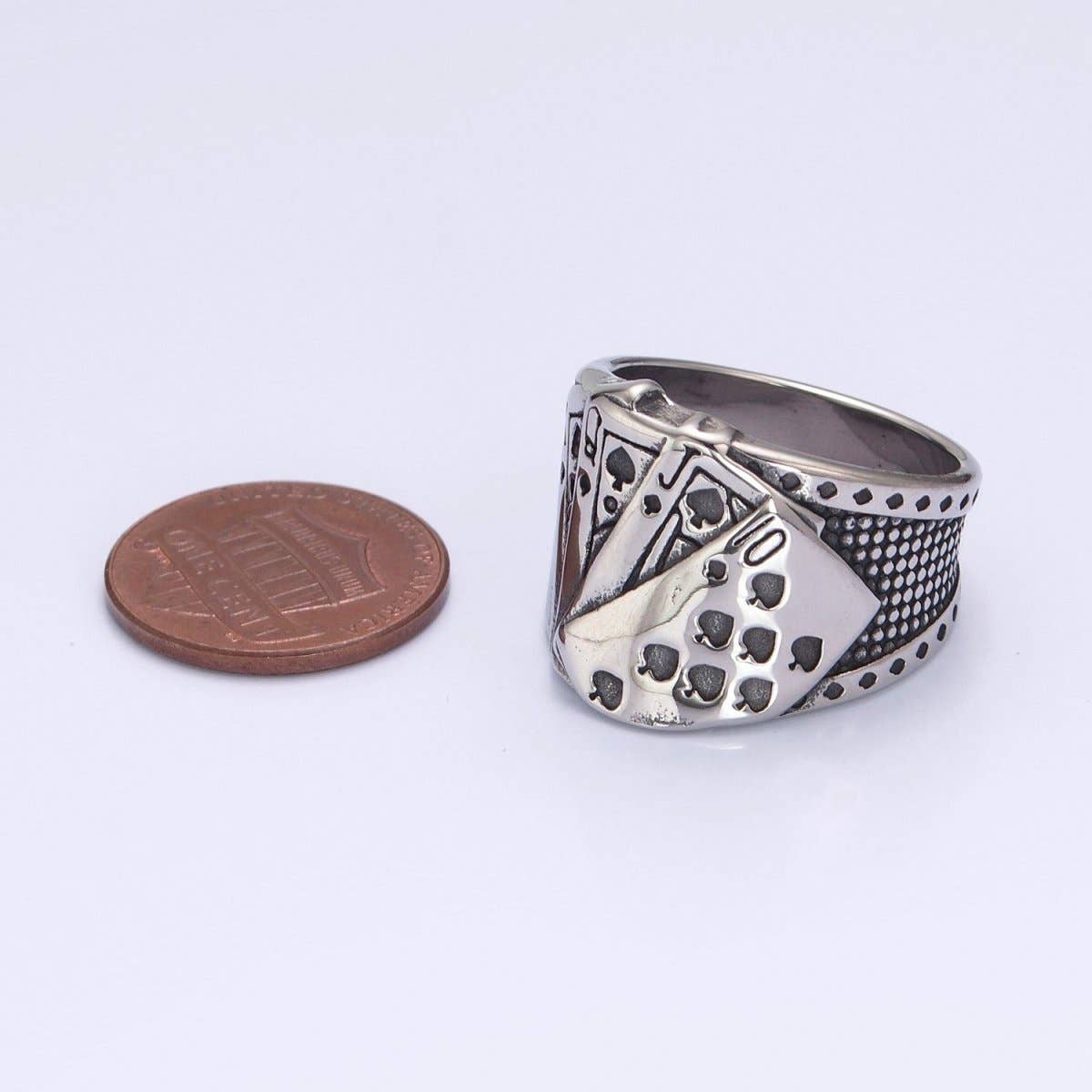 Aim Eternal - Wholesale Signet Ring - Retro Hip Hop Vegas Stainless Steel Poker Games Royal Straight Flush Casino Party Biker Ring for Men O-8412