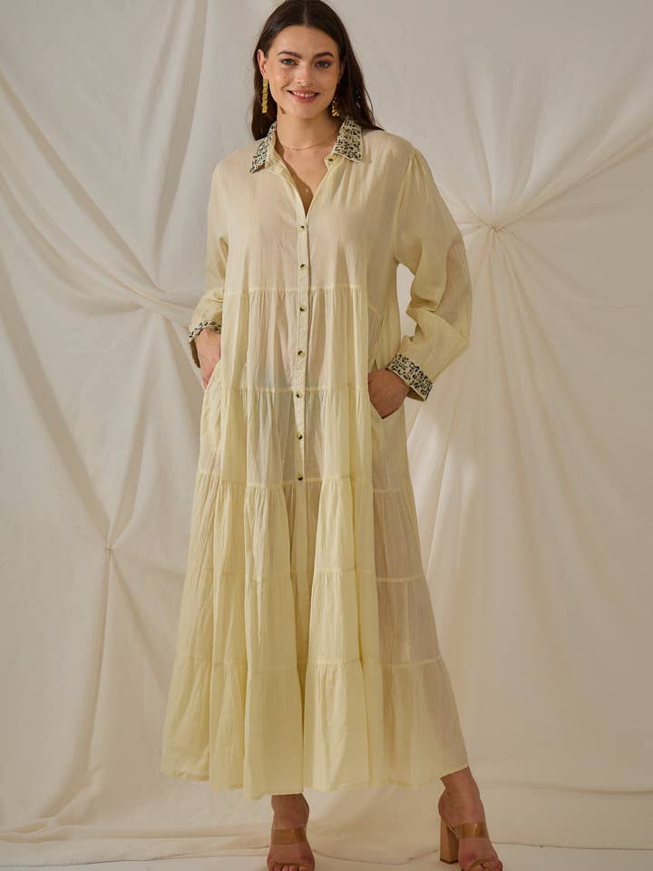 Off white plain cotton maxi dress - Orice for wholesale on Faire