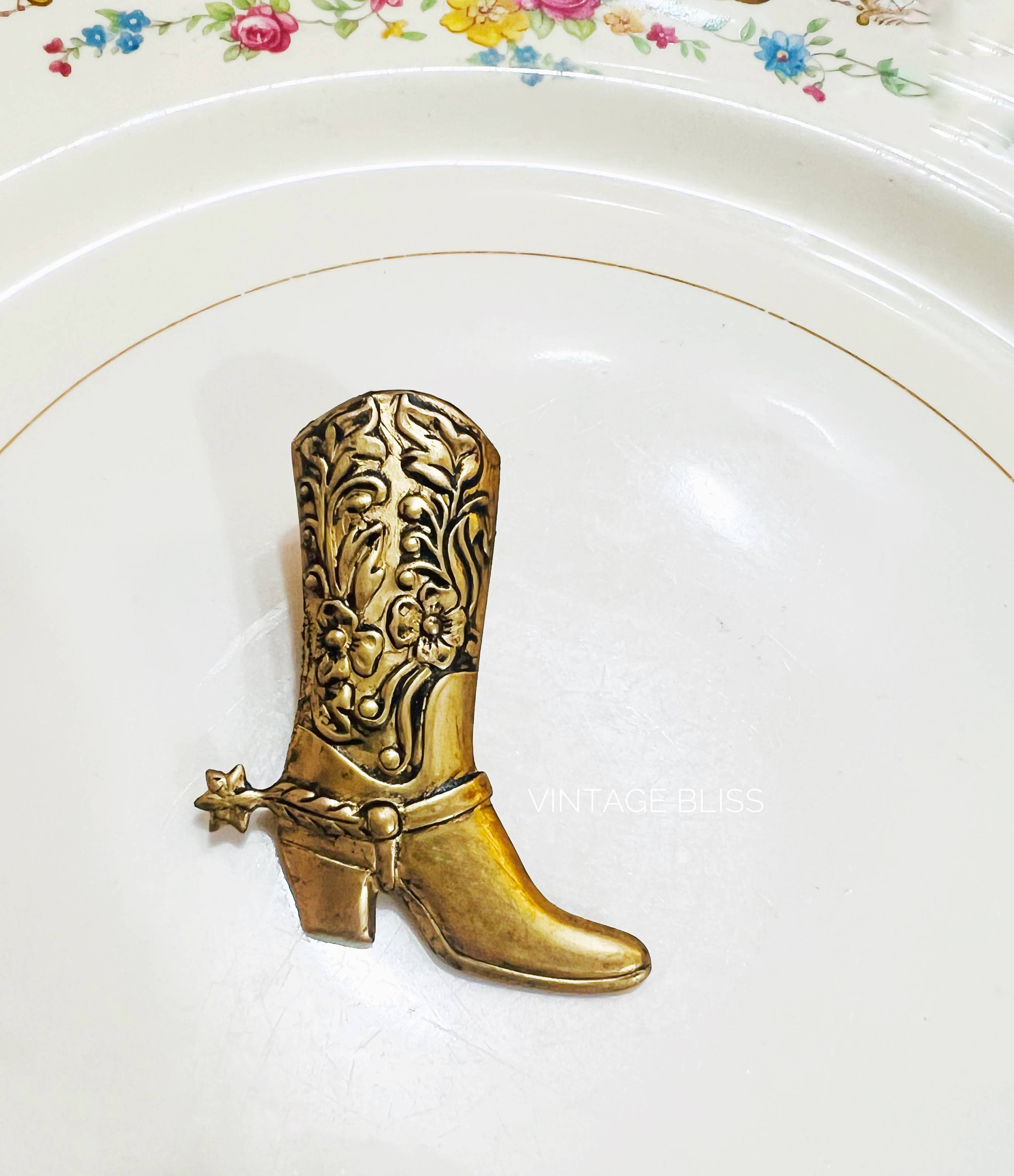 Vintage Bliss - Wholesale Hat Accessory - Women's - Western Aged Brass Cowboy Boot Hat Pin3