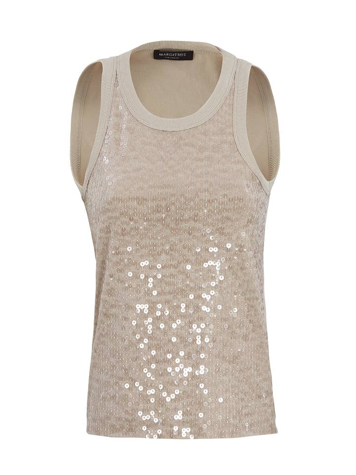 Sequin Embellished Cotton Tank for wholesale by Margittes