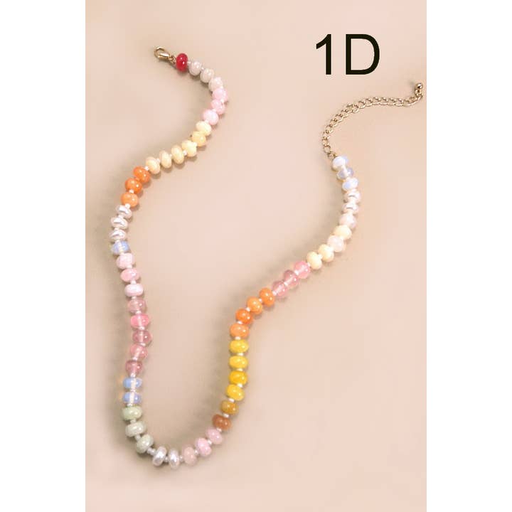 JOSSLYN by wall to wall - Wholesale Beaded/Pearl Necklace - NATURAL AGATE GLASS SEMI PRECIOUS BEAD NECKLACE | 80N896