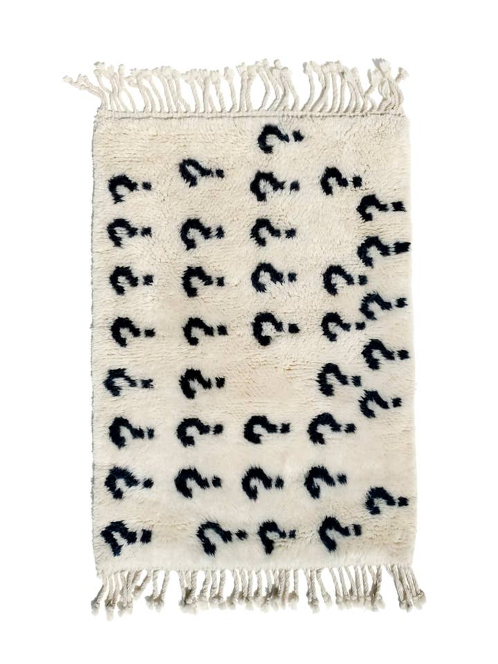Ivory Question Marks Rug for wholesale by Purple Mountain Rugs