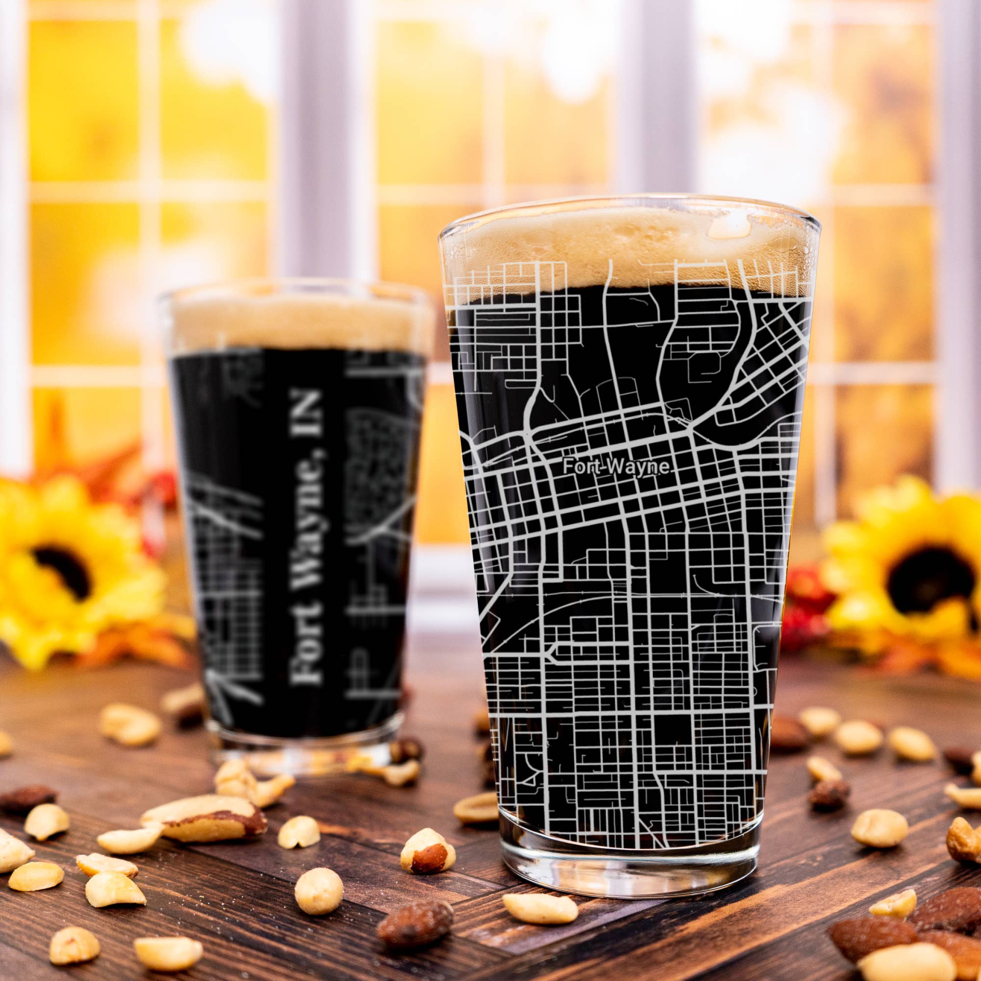 Blue Ridge Mountain Gifts - Wholesale Beer Glass/Mug - Fort Wayne IN - Street Map - Engraved Pint Glass