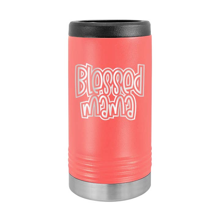 Blessed Mama Coral Slim Can Beverage Holder for wholesale by Viv&Lou
