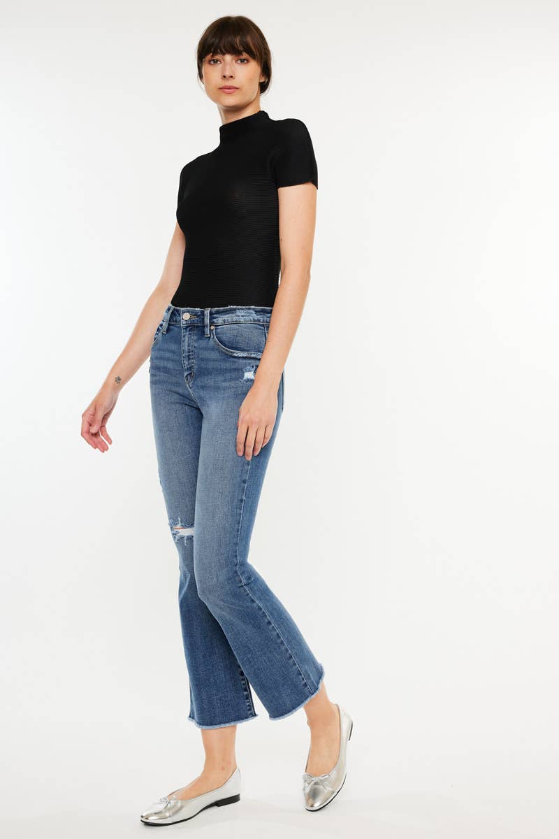 DARK OPEN PACK HIGH RISE CROPPED BOOTCUT JEANS-KC20019D for wholesale on Faire3