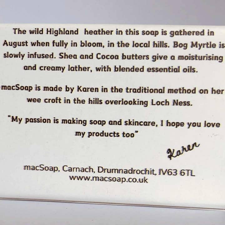 macSoap – wholesale Bar Soap – Highland Heather, Myrtle & Juniper. Scottish Botanical Soap3