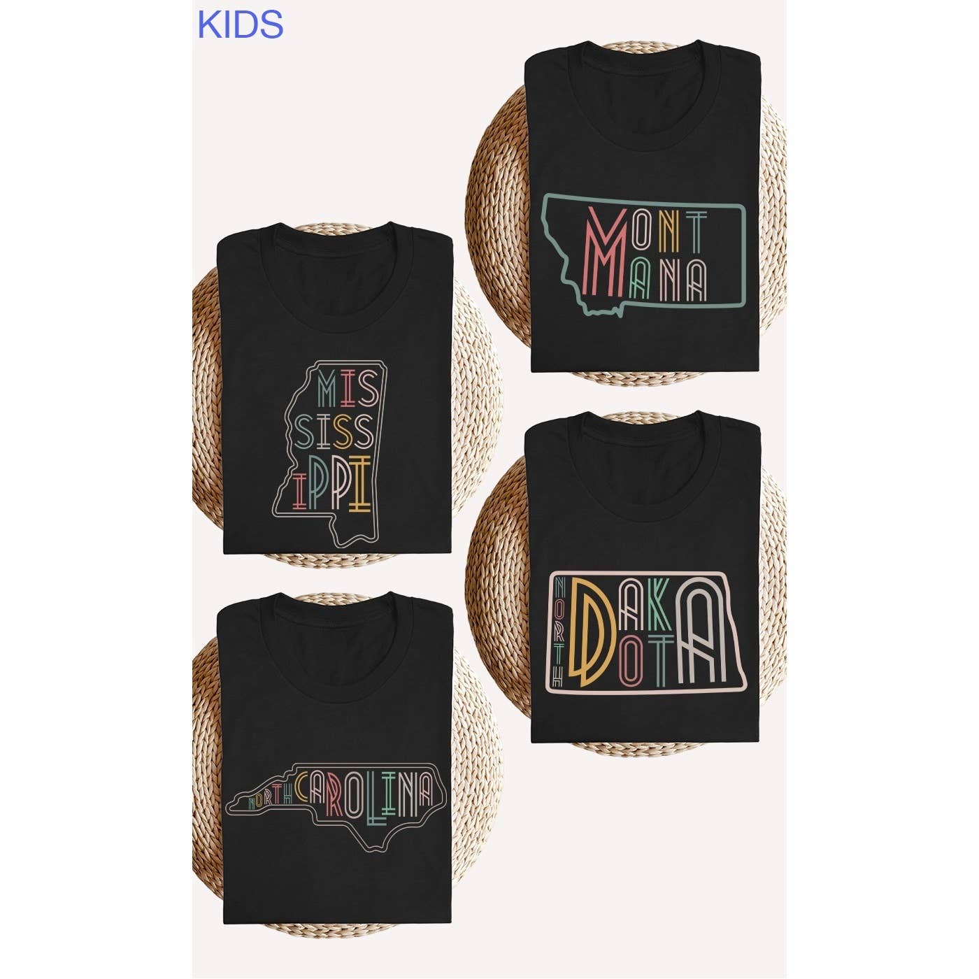 Kids By Kissed Apparel - Vente T-shirt sérigraphié – enfant - T-shirts graphiques Neon State Shape pour enfants6