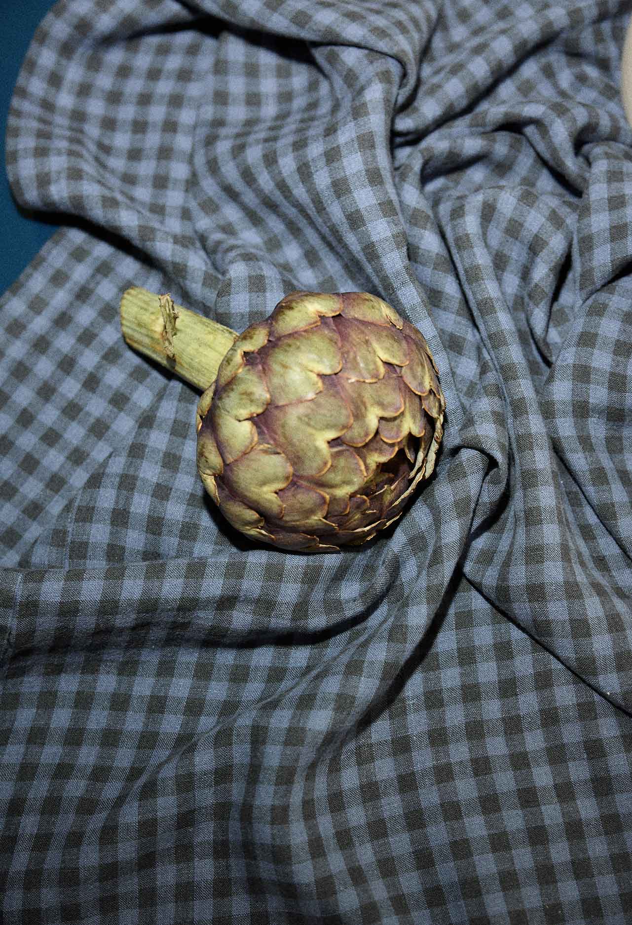 Washed Linen Tablecloth Navy Gingham for wholesale on Faire1