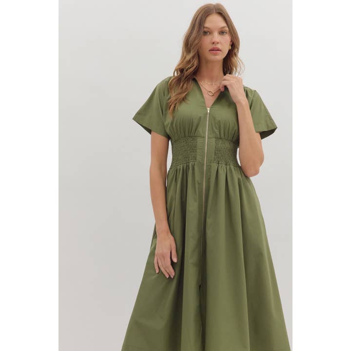 STYLE USA - Wholesale Dress - Women's - Solid short sleeve midi dress 14