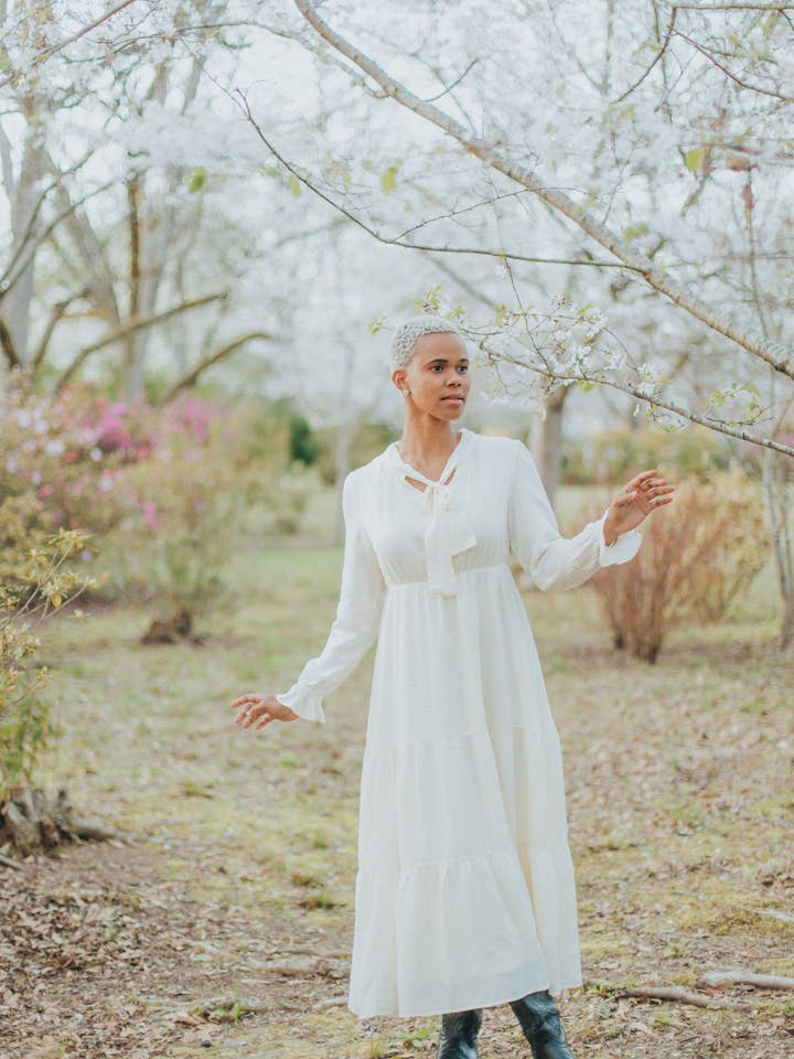 Vestido Maxi Bordado Jordan Ecru por atacado de Skirt Society