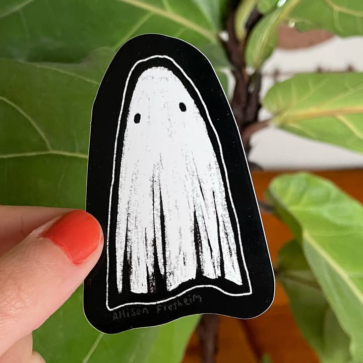 Ghost sticker vinyl decal for wholesale by Allison Fretheim Art