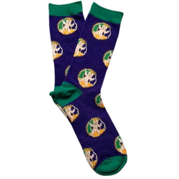 WHEREable Art, LLC - Wholesale Sokken - Uniseks - Mardi Gras Mambo Sokken King Cake Baby0