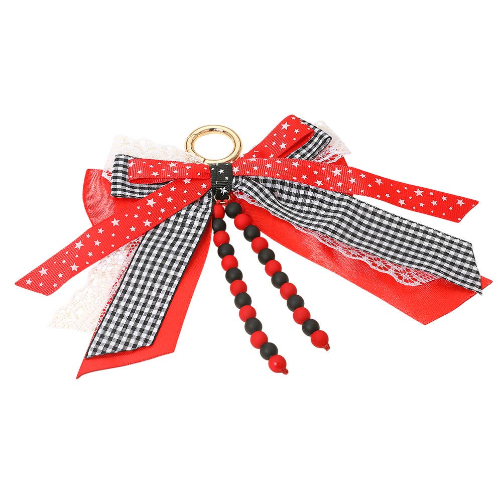 Sensibling Corp. - Wholesale Keychain - Women's - Game Day Theme Triple Layered Bow Bag Charm / Keychain9