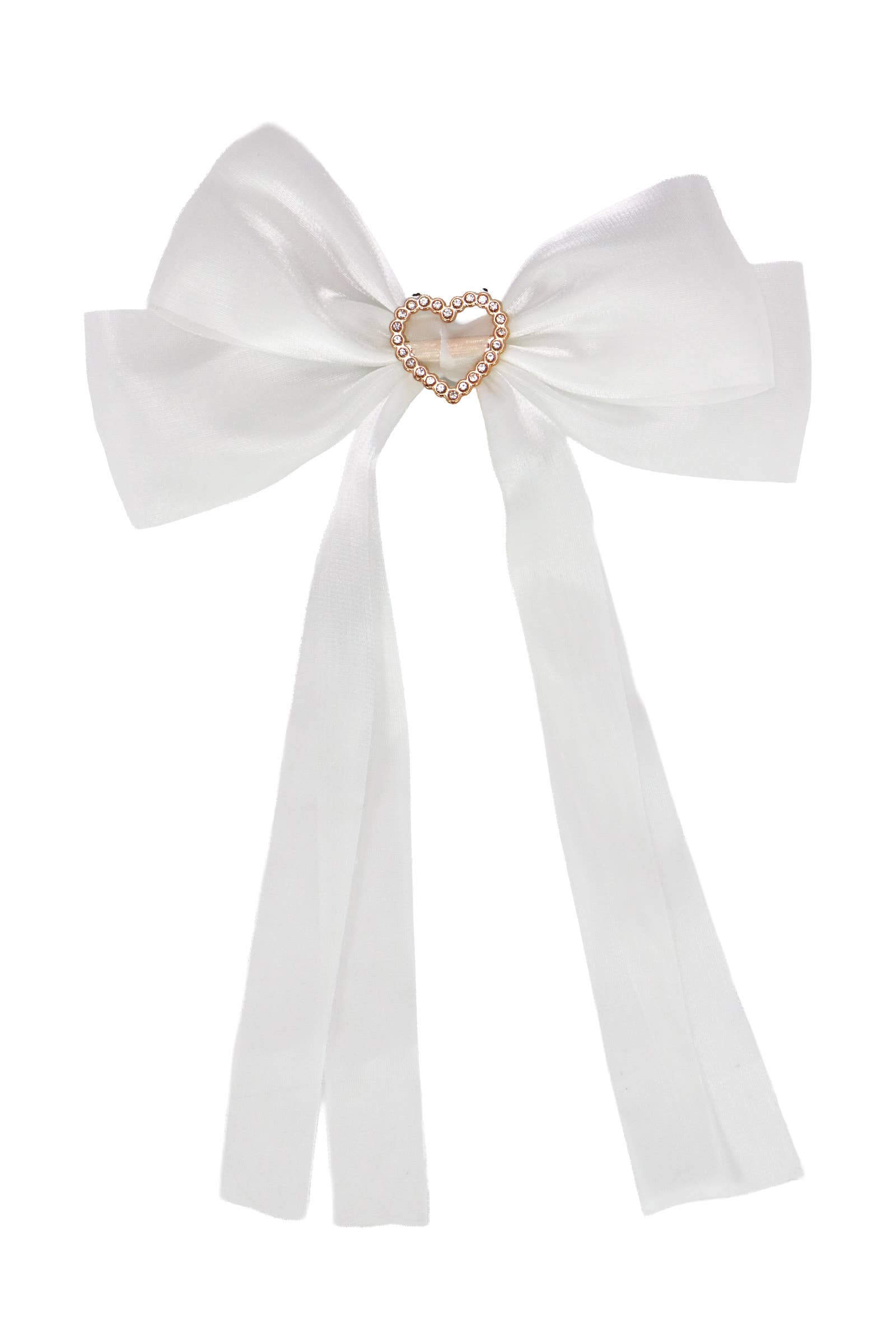 Cap Zone - Wholesale Hair Clip - Kids - Bling Heart Chiffon Polyester Ribbon Hair Clip5