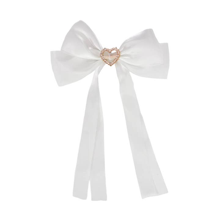 Cap Zone - Wholesale Hair Clip - Kids - Bling Heart Chiffon Polyester Ribbon Hair Clip5