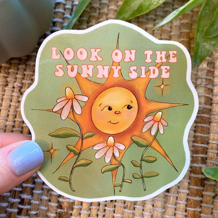 Sunny Side Vinyl-Aufkleber im Retro-Look für den Großhandel von Painted Peony Art