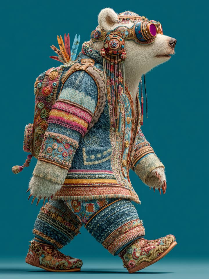 Boho Bear Explorer – Canvas Wall Art Print for wholesale by StickerMoo