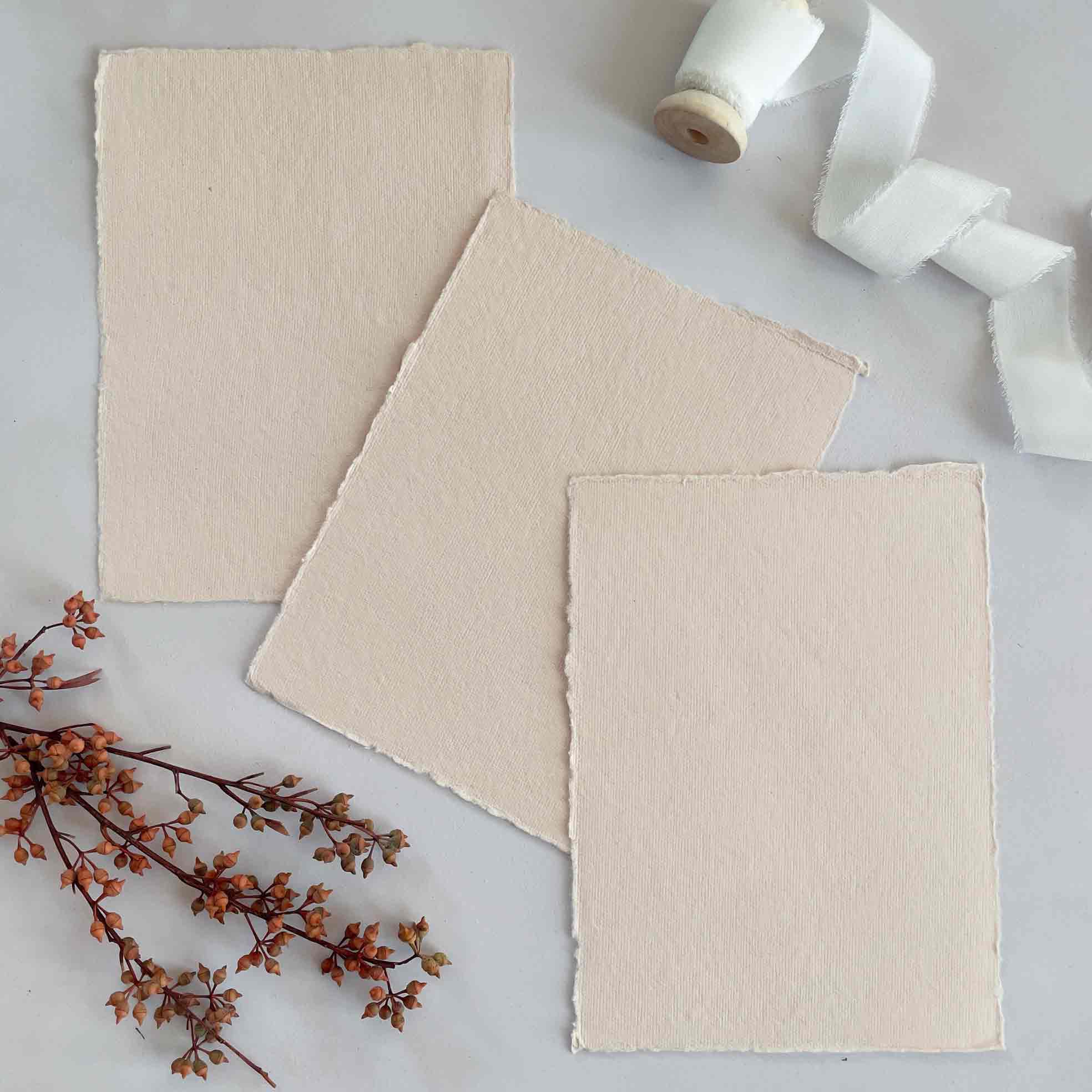The Natural Paper Company - Wholesale Stationery/Notecard Set - Misty Rose Handmade Cotton Rag Paper, Card and Envelopes0