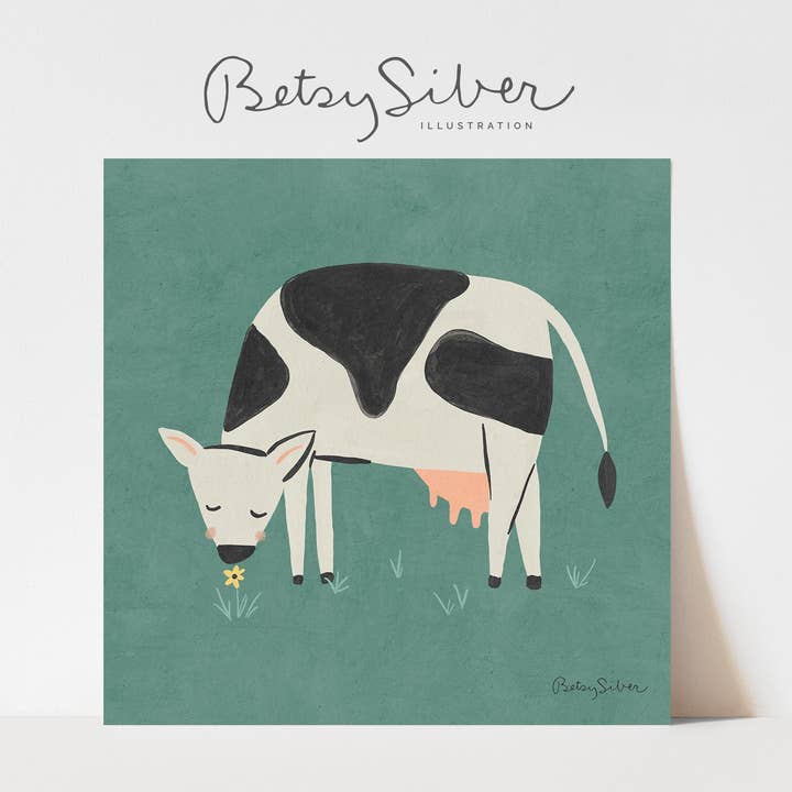 Cow Art Print for wholesale by Betsy Siber, Illustration