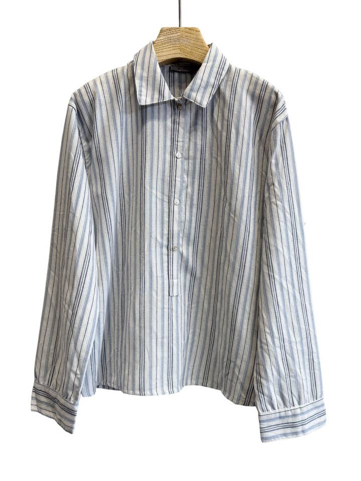 BASIC STRIPED SHIRT WITH BUTTONS for wholesale by SWEET MAGIC MODA Y COMPLEMENTOS