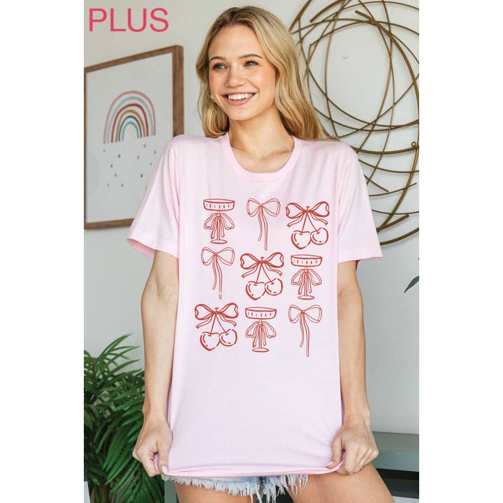 COQUETTE KERSEN EN COCKTAILS Plus Size T-shirt voor wholesale door BLUME & CO.