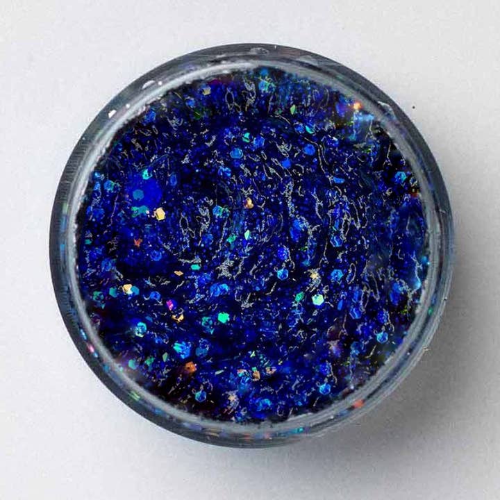 « Blue Suede Shoes » bleu royal - Gel à paillettes pour cheveux, visage et corps pour la vente par Galexie Glister