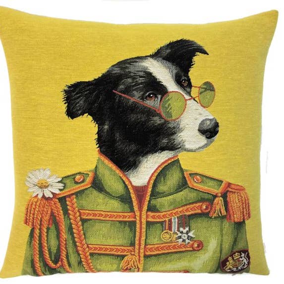 border collie throw pillow - dog decor - john lennon gift for wholesale by yapatkwa - art of the loom
