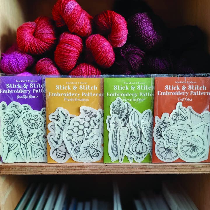 Blackbird & Bloom Embroidery - Wholesale Embroidery/Cross Stitch Supplies - Garden Vegetables Stick & Stitch Embroidery Patterns1