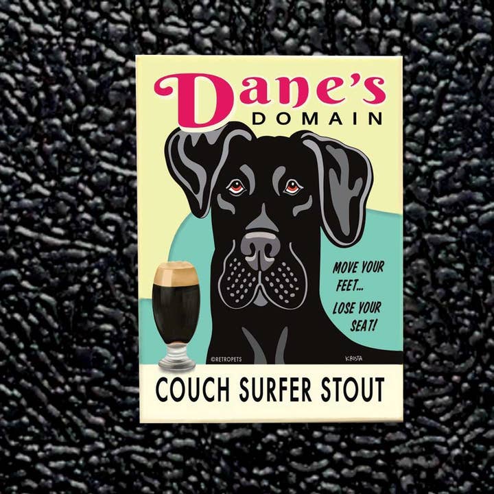Retro Pets – wholesale Magnet – Great Dane Couch Surfer Stout 4-Pack Magnets3