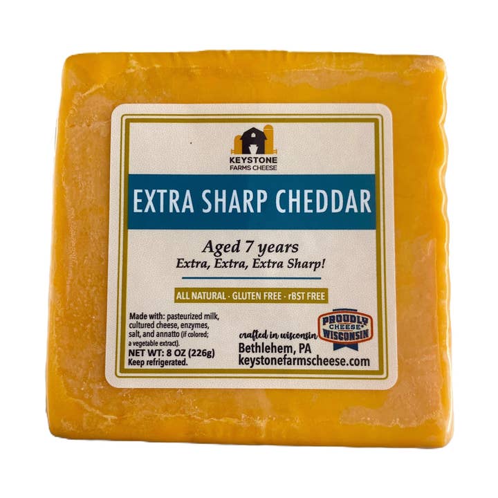 7 Year Aged Yellow Cheddar for wholesale by Keystone Cheese