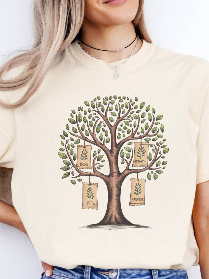 Soil Comforts - Wholesale Screen Printed T-Shirt - Unisex - Inspirational Tree with Hope and Growth T-Shirts