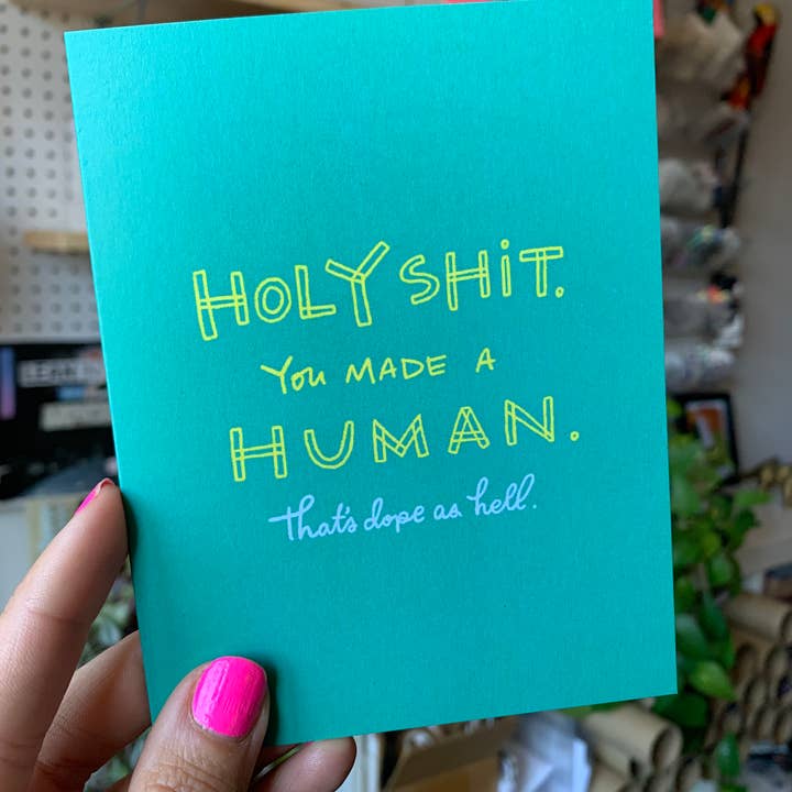 Holy Shit ett mänskligt babykort för wholesale av Good Letters Design