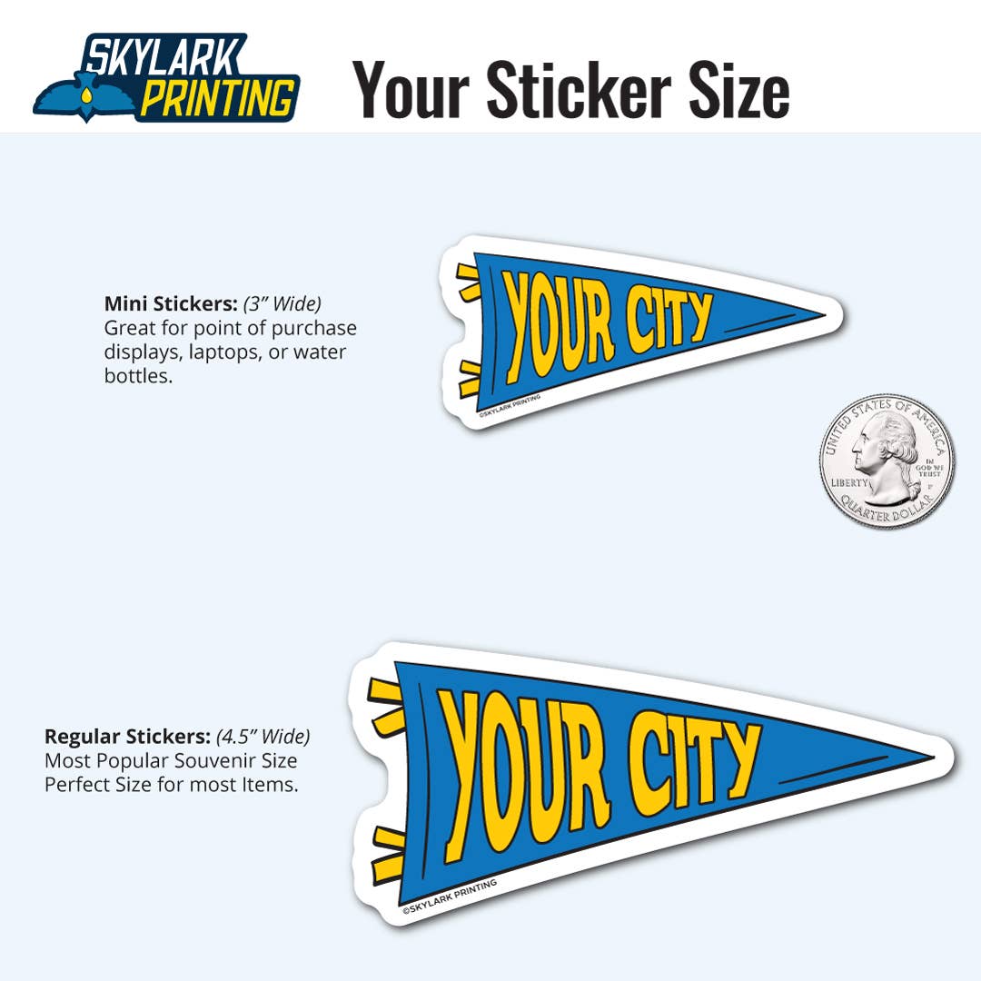 Skylark Printing - Wholesale Sticker - Custom Name Drop Pennant Souvenir Sticker2