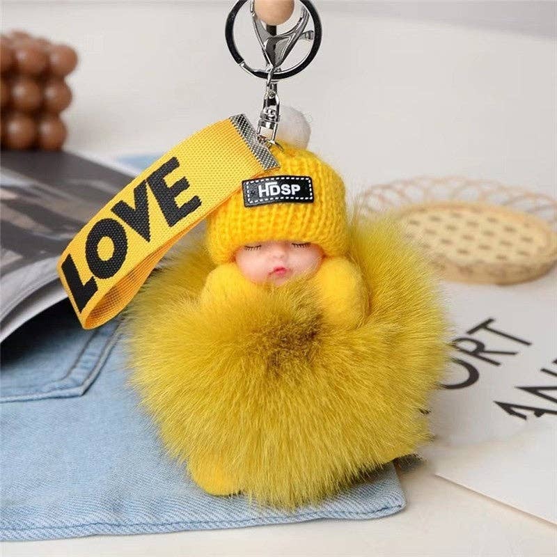 Plush Looks – wholesale Keychain – Women's – Fox Fur Cute Sleeping Baby Doll Car Key Bag Pendant Keychain0