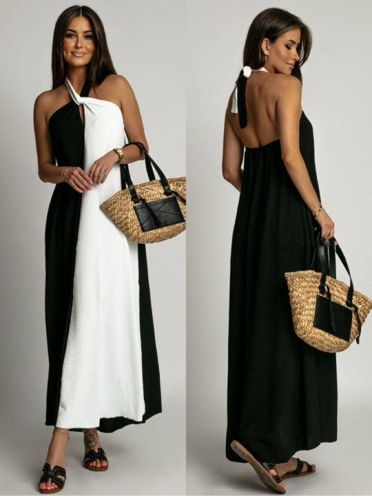LORIANE - Wholesale Dress - Women's - 9593 One size bicolor long dress 11