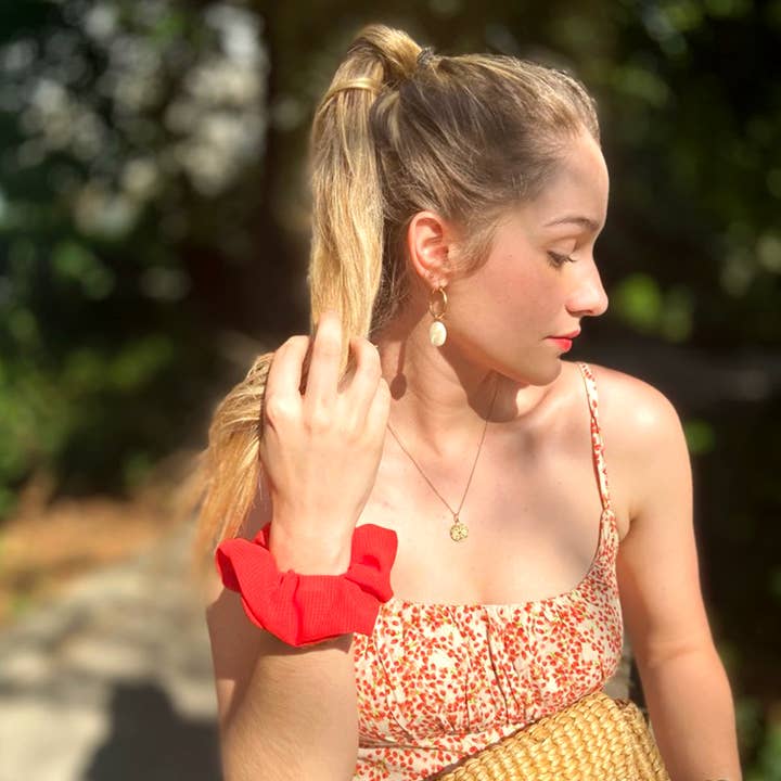 POPPY CHOUCHOU/textured red polyester for wholesale by Laure Derrey