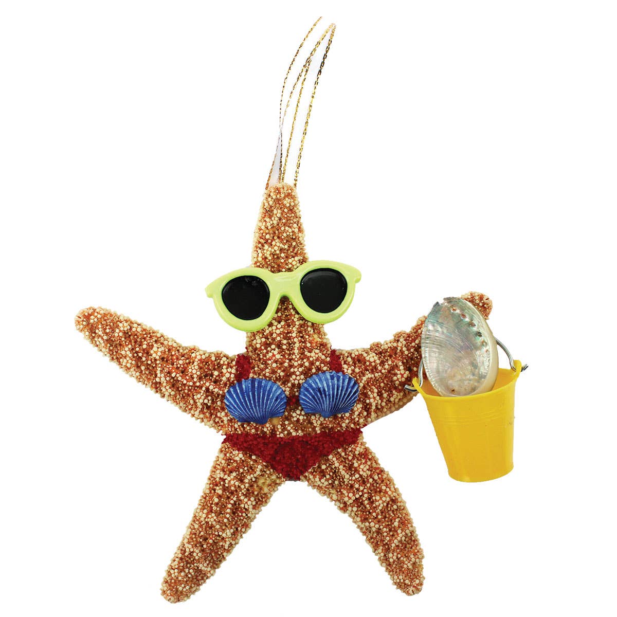 California Seashell Company - Wholesale Ornament - Beach Girl Bucket Sugar Starfish Ornament3